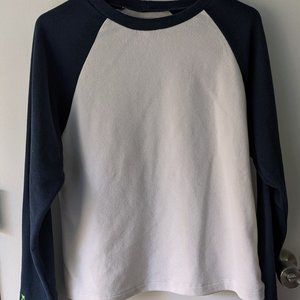 Dudley Stephens Cove Colorblock Crewneck in Terry Fleece (Navy/White) - XS